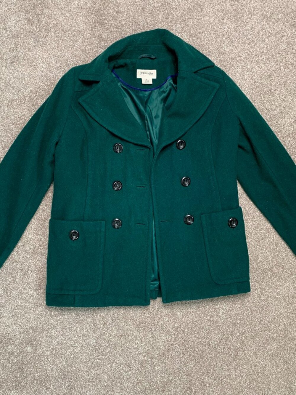 St John’s Bay Dark Green Wool Pea Coat Size Medium
